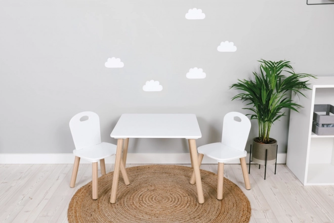 FreeOn Houten tafeltje met stoelen Athena wit