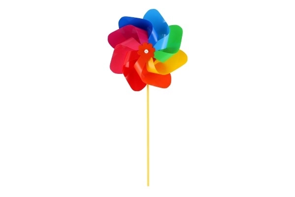 Windmolen diameter 22cm kleurrijk regenboog kunststof 47cm