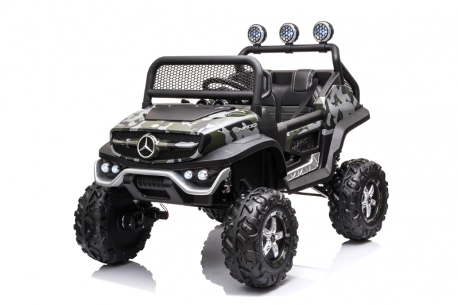 Elektrische kinderauto Unimog S in camouflagekleur