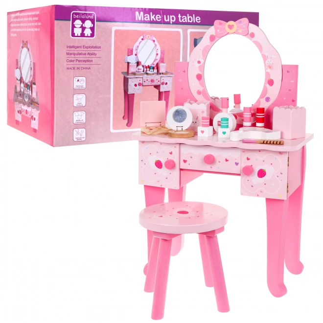 Houten kaptafel met krukje voor meisjes Home Beauty Salon Make-up + accessoires