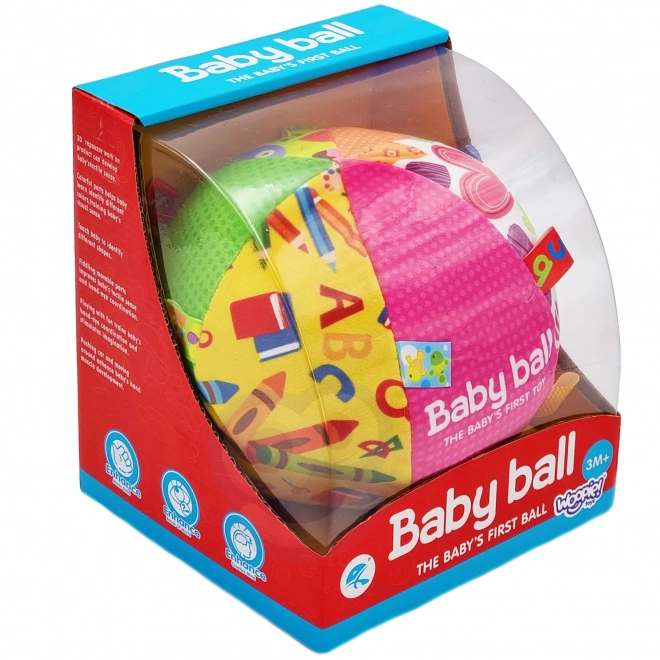Zachte bal voor baby's met labels en geluiden