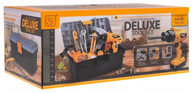 Set van een kleine doe-het-zelver met koffertje