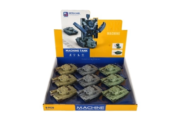 Transformer tank/robot plastic 14cm met traagheidsmotor 3 kleuren