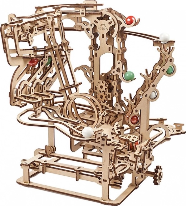 Ugears 3D houten mechanische puzzel Knikkerbaan Ketting