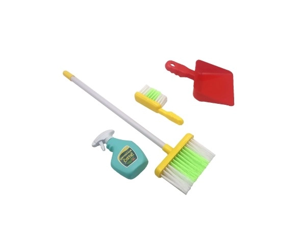 Schoonmaakset / schoonmaakster met accessoires plastic 5 stuks op kaart 21,5x57,5x5cm