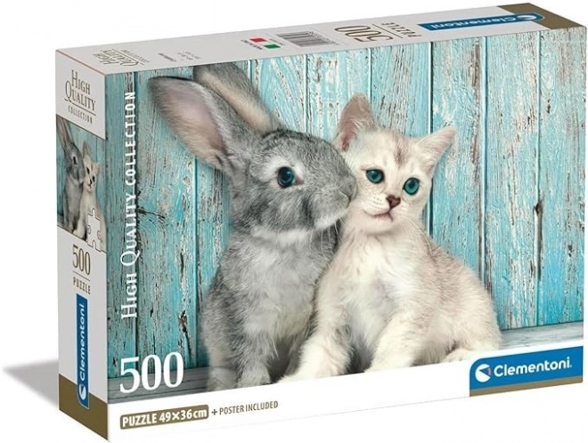 Puzzel 500 stukjes Compact Kat en Konijn
