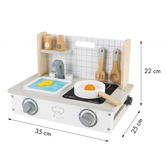 Houten mini keuken met accessoires