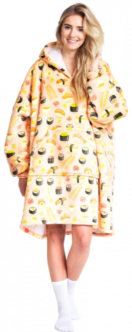 Cozy Noxxiez CH351 Sushi - verwarmende tv-hoodie deken met capuchon voor tieners en volwassenen