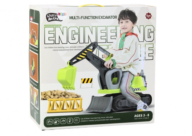 Multifunctionele graafmachine met aanhangerslichten geluids rookgroen