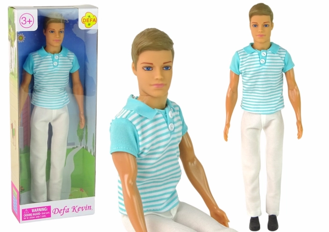 Kinderpop jongen blond haar – turquoise shirt