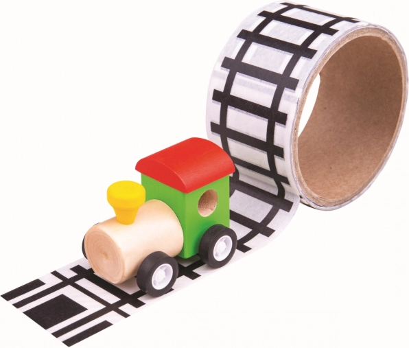 Kleefband met rails en houten treintje Bigjigs Toys
