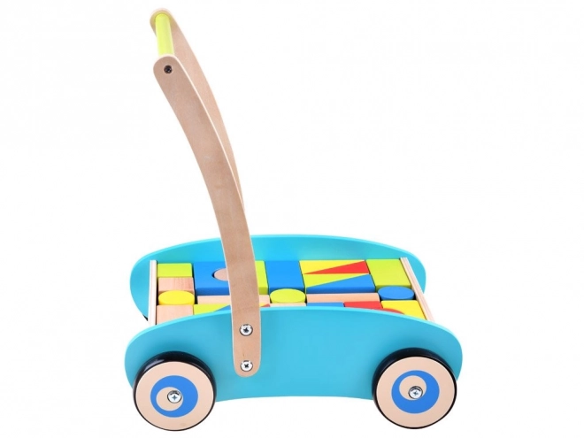 Houten loopwagen met blokken voor kinderen