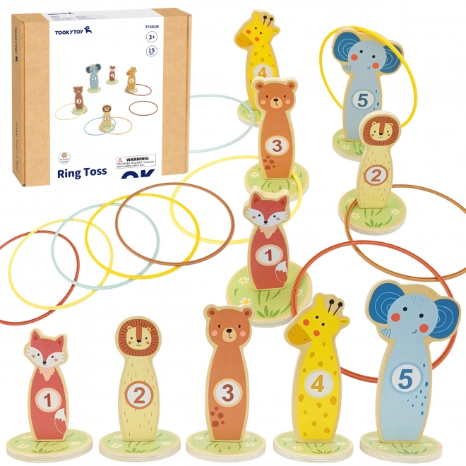 Houten precisiespel met ringen Tooky Toy