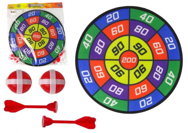Behendigheidsspel Dart met doelwit en klittenbandballen