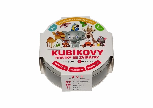Kubíkovy Spelletjes met Dieren 3-in-1 in een Blikken Doosje