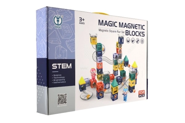 Magnetische knikkerbaan met figuren 102 stuks in doos 49x35x9cm