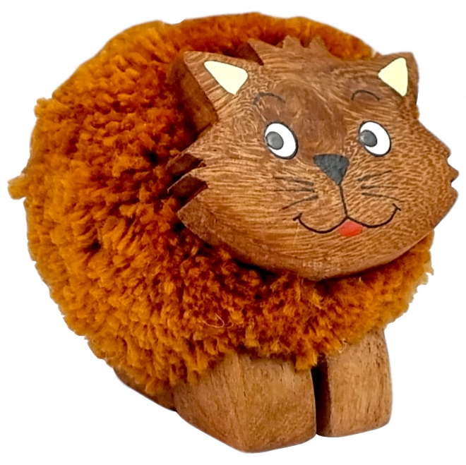 Houten figuur met pompon Kat voor kinderen