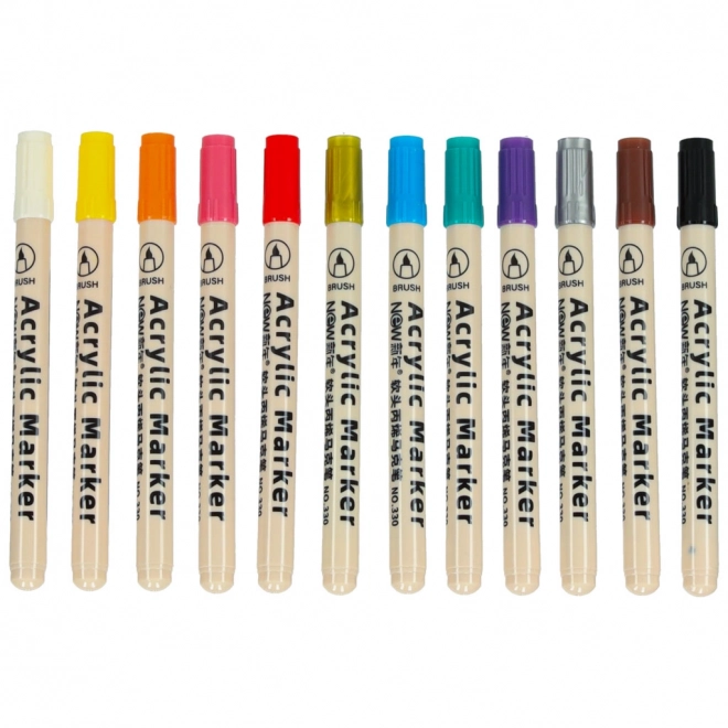 Waterdichte acrylstiften voor textiel en stenen DIY 12 stuks