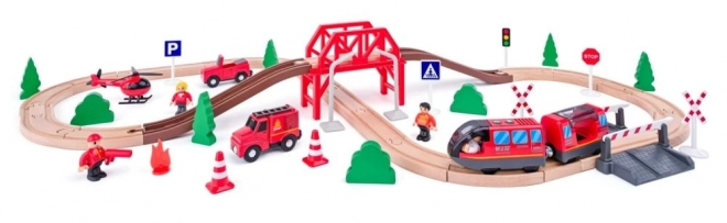 Houten brandweertrein 60 stuks