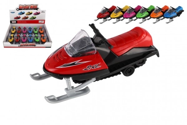 Speelgoed sneeuwscooter metaal/plastic 13 cm, opwindbaar, 6 kleuren