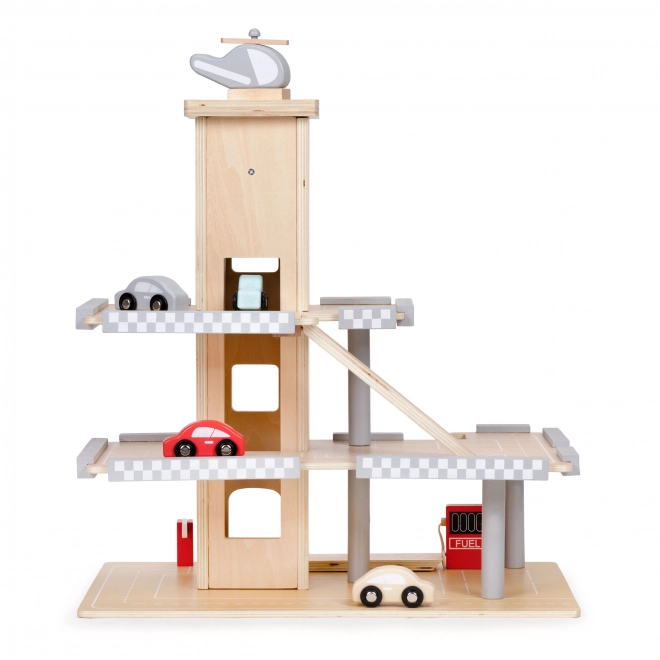ECOTOYS Grote houten garage met lift en autootjes