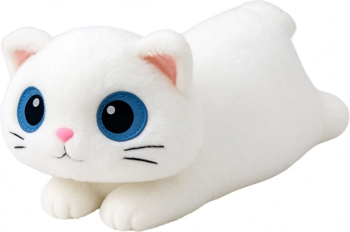 Witte pluchen kater met grote ogen 45 cm