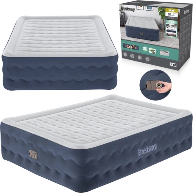 Bestway opblaasbaar matras Queen Tritech met ingebouwde pomp 203 × 152 × 51 cm
