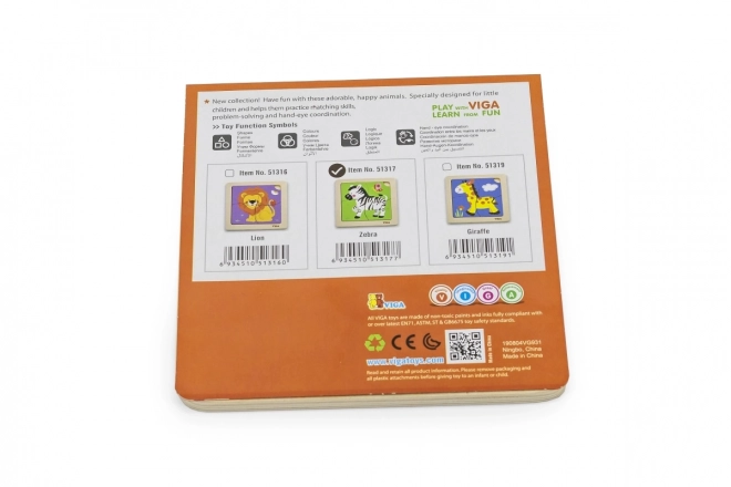 Houten puzzel 4 stukjes- zebra