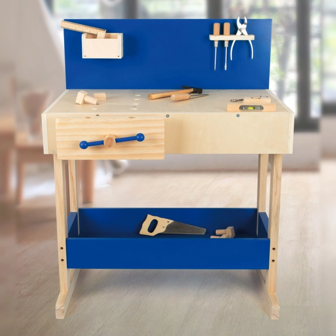 Kleine Voet Kinderwerkbank blauw met accessoires
