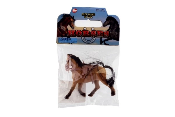 Paard met zadel 15 cm 2 kleuren in zak 16x24 cm