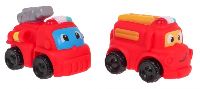 Set van brandweermannen met voertuigen