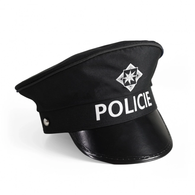 Set politie stof/plastic pet, stopbord, fluitje op kaart 30x48x8cm