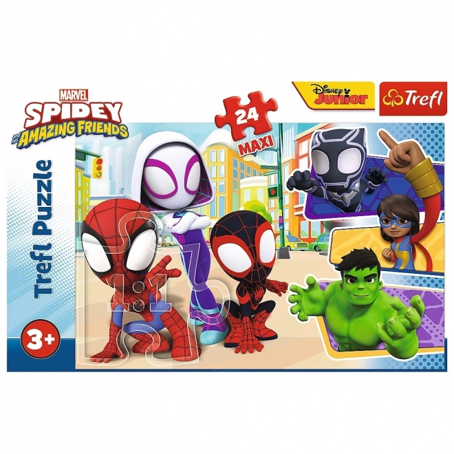 Puzzel 24 maxi Spiday en vrienden Spiderman