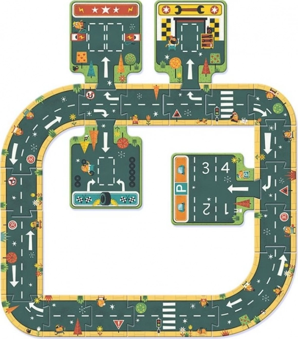 DJECO Vloerpuzzel contouren Wegen 21 stukken