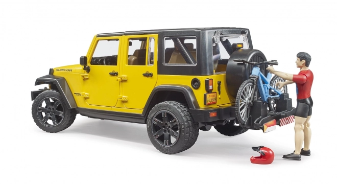 Bruder Jeep Wrangler Rubicon met fietser en fiets