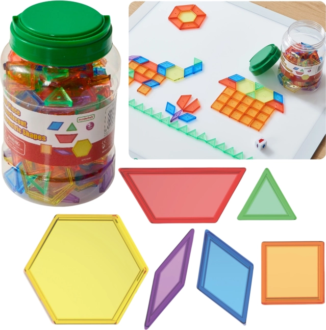 MASTERKIDZ montessori mozaïek tangram van transparante geometrische vormen, 140 st.
