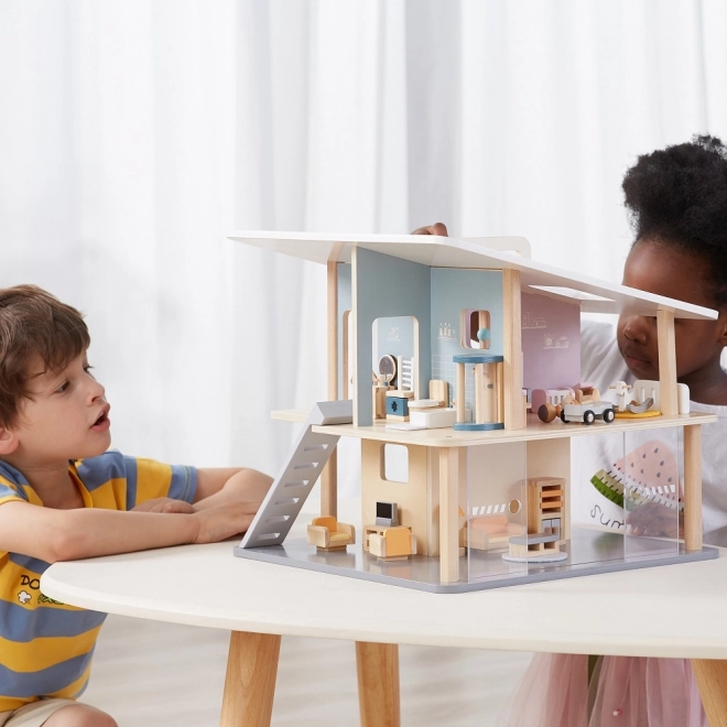 Houten poppen voor het poppenhuis