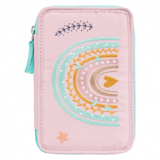 BAAGL School etui driedelig Roze Regenboog