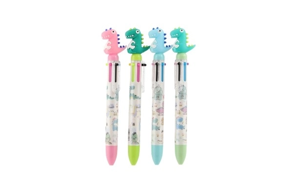 Pen/Dinosauruspen zes kleuren plastic 17cm 4 kleuren
