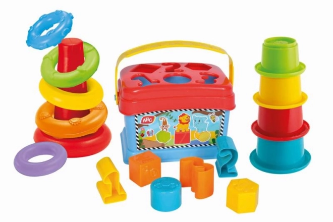 Set om te spelen 3 in 1 - inzetstuk, piramide, bekers