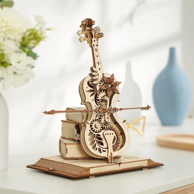 RoboTime houten mechanische puzzel Magische cello (elektrische aandrijving)