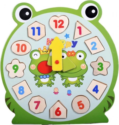 Houten klok puzzel kikker