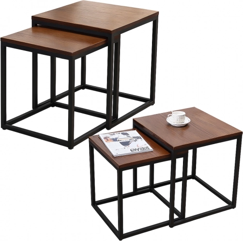 Set van 2-in-1 salontafels donkerbruin
