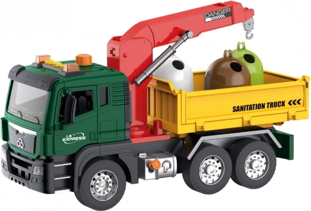 Woopie Vuilniswagen met kraan voor afvalscheiding - schaal 1:10
