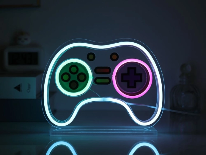 Neon LED-lampje in de vorm van een gamecontroller