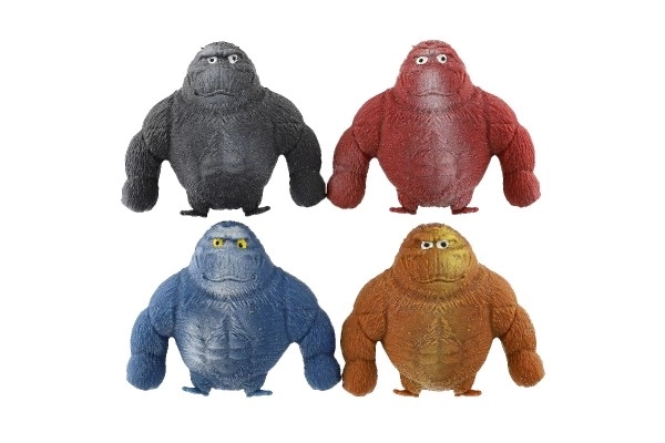 Gorilla anti-stress speelgoed gevuld met zand 400 g siliconen 12 cm 4 kleuren 8 stuks in doos