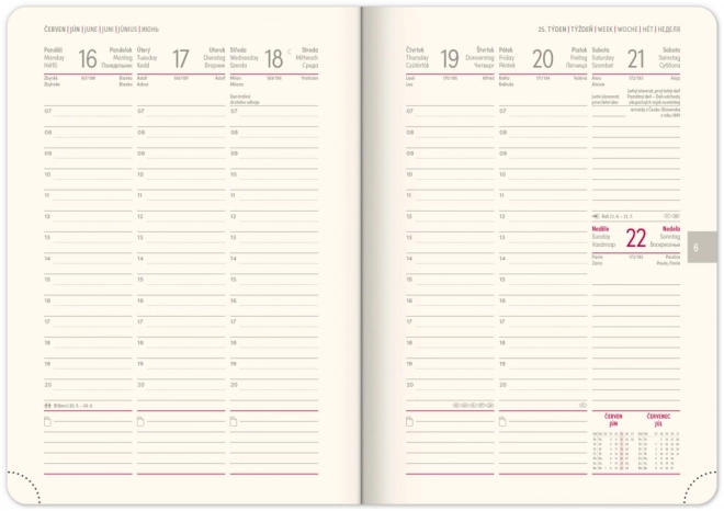 NOTIQUE Wekelijkse agenda Twill 2025, blauw-zilver, 15 x 21 cm