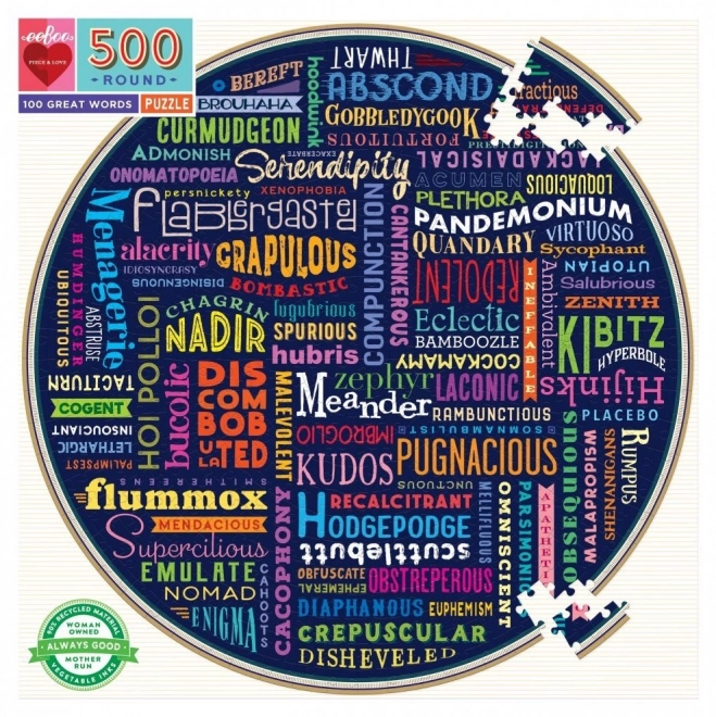 Ronde puzzel 100 geweldige woorden 500 stukken