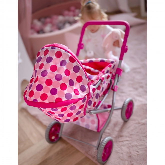 kinderwagen voor poppen 3-in-1 roze met stippen