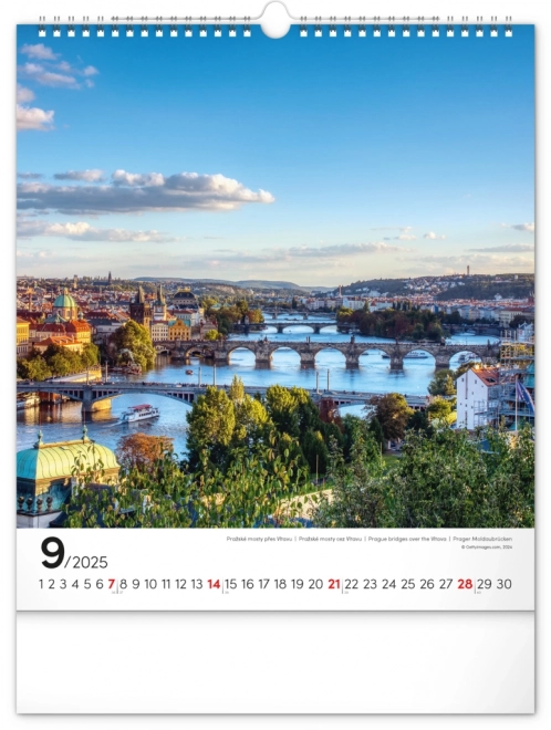 Muurkalender Praag 2025, 30 × 34 cm